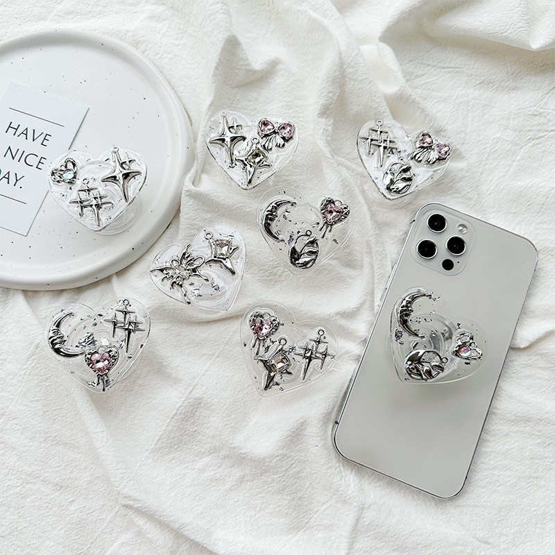 Phone Accessories Useful - Clear Heart Phone Grip Holder Back