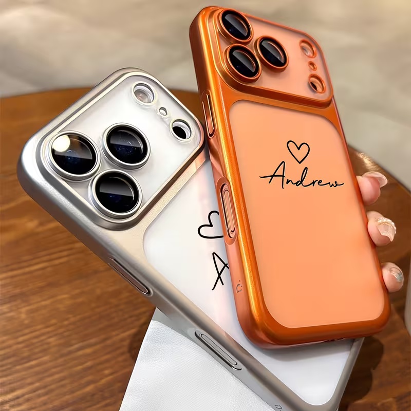 Phone Accessories Names - Custom DIY Name&Heart Plating Frosted Texture